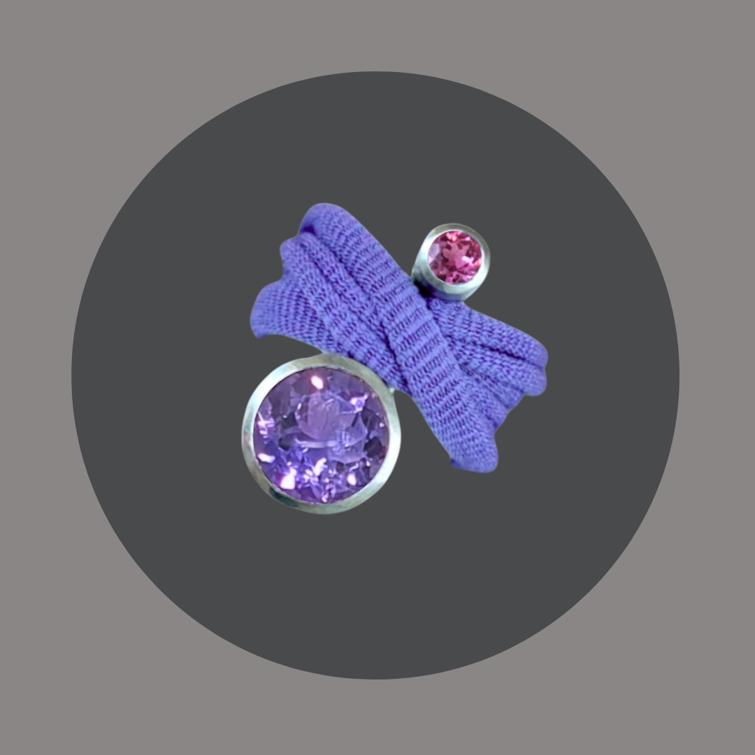Wickelring Amethyst mit Rhodolith