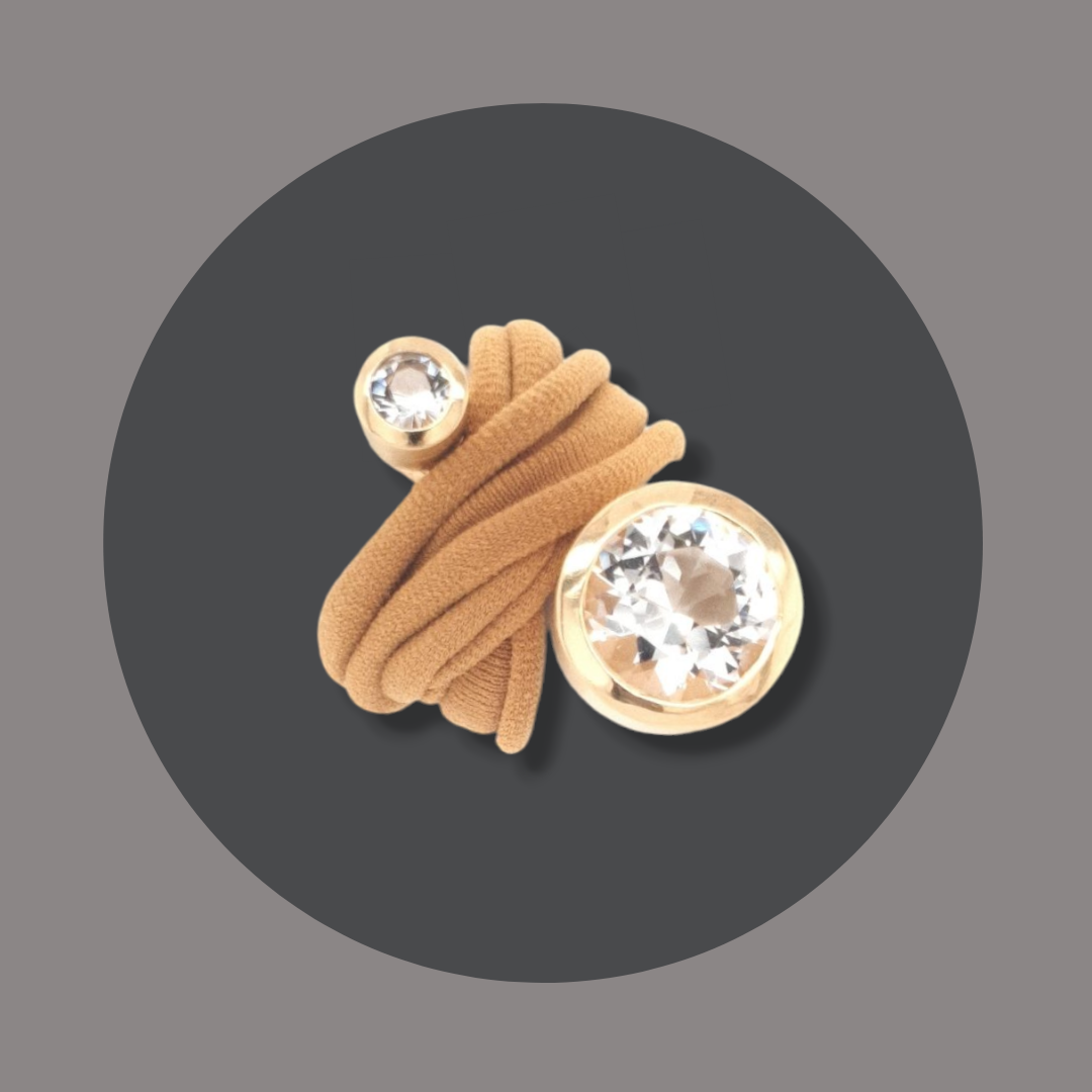 Wickelring gelbgoldplattiert Bergkristall