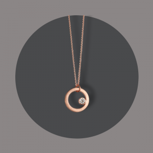 Anhänger mit Kette rosegoldplattiert mit Bergkristall