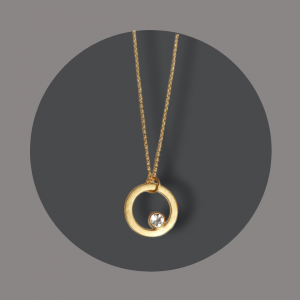 Anhänger mit Kette gelbgoldplattiert mit Bergkristall