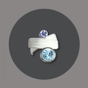 Wickelring MINI Silber mit Blautopas und Tansanit