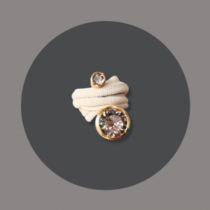 Wickelring MINI Silber goldplattiert mit Rauchquarz