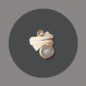 Wickelring MINI Silber goldplattiert Mondstein mit Rauchquarz