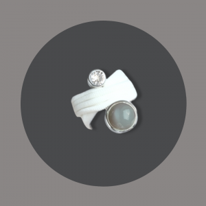 Wickelring MINI Silber Mondstein mit Bergkristall