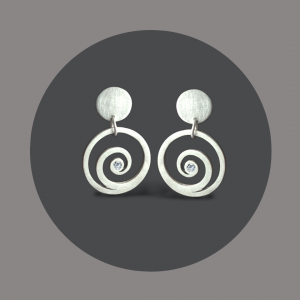 Ohrhänger Spirale Silber mit Brillant