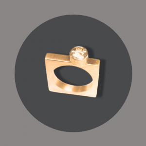 Ring Silber,goldplattiert mit Bergkristall