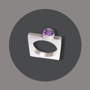 Ring eckig Silber mit Amethyst