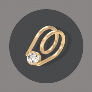 Spiralring Silber goldplattiert mit Bergkristall