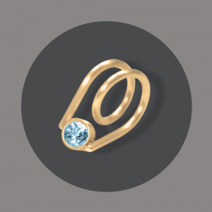 Spiralring Silber goldplattiert mit Blautopas