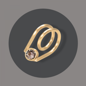 Spiralring Silber goldplattiert mit Rauchquarz