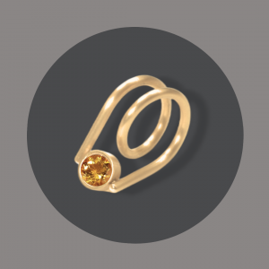 Spiralring Silber goldplattiert mit Citrin