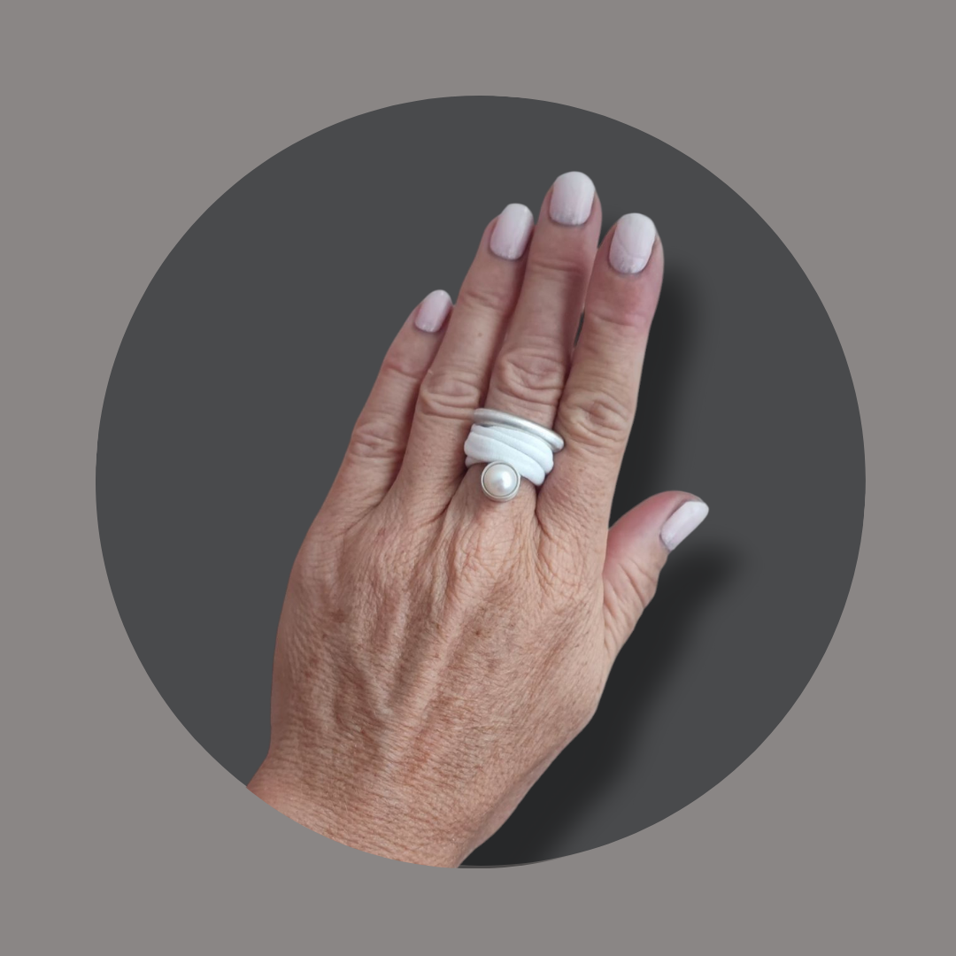 Wickelring Silber mit Zuchtperle – Bild 2