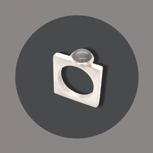 Ring eckig Silber mit Mondstein