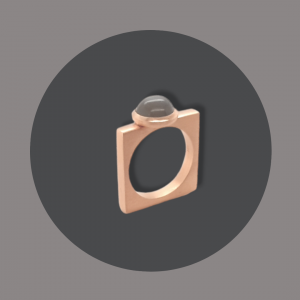 Ring eckig Silber roségoldplattiert mit Mondstein