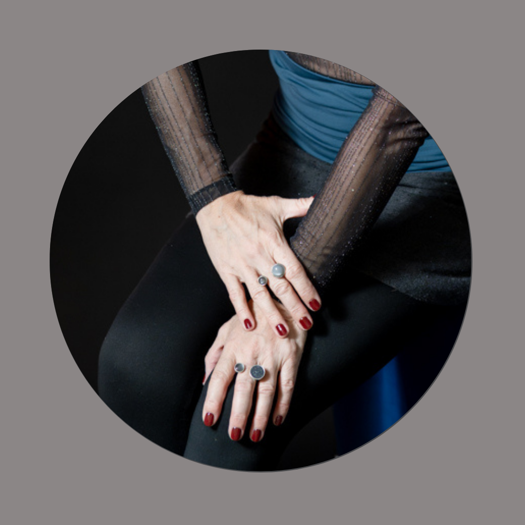 Doppelring Kristallachat mit Mondstein – Bild 3