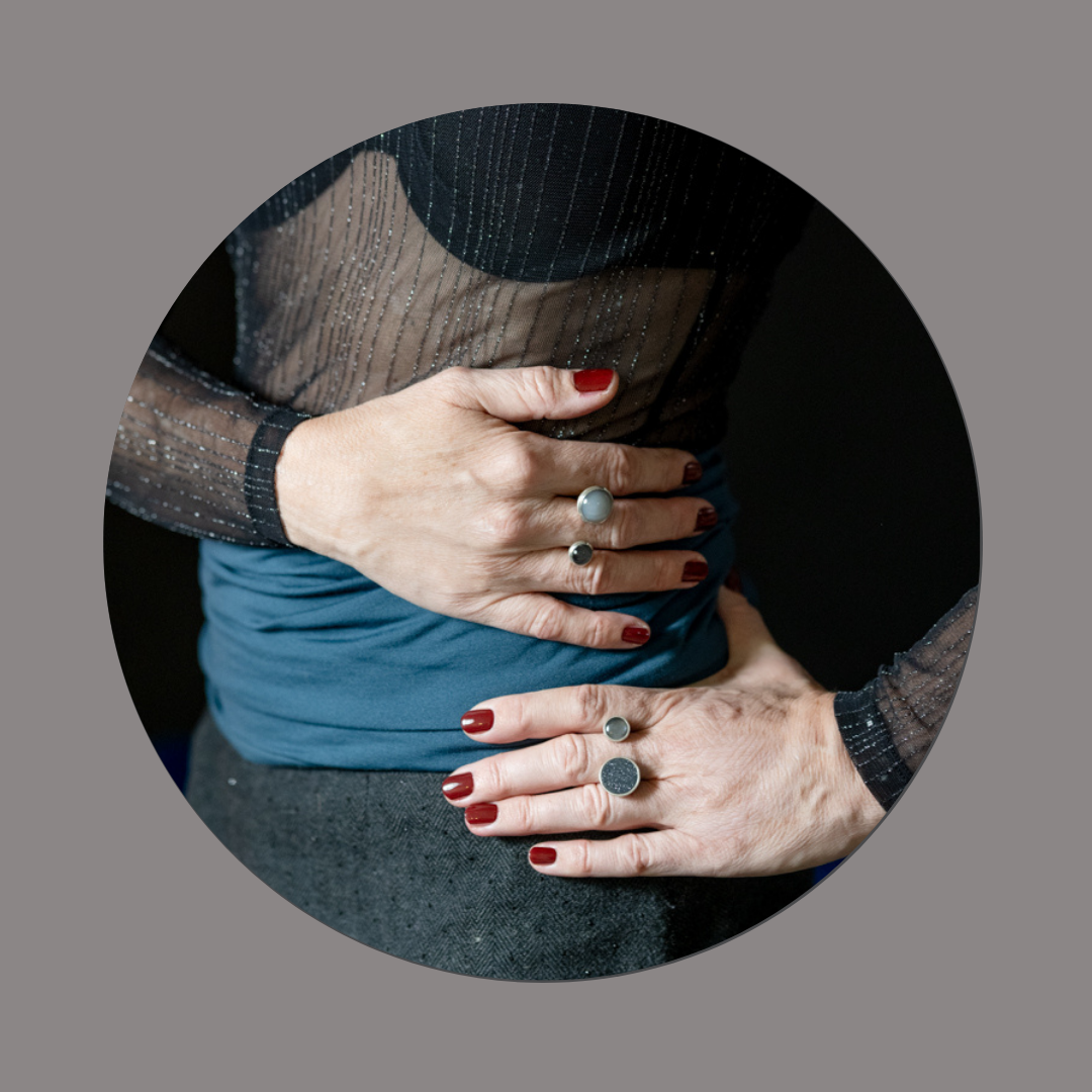 Doppelring Kristallachat mit Mondstein – Bild 4