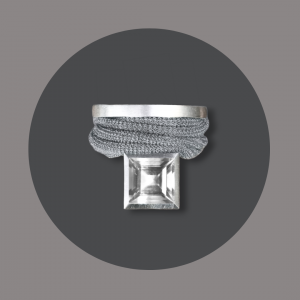 Wickelring Silber, Bergkristall Carré
