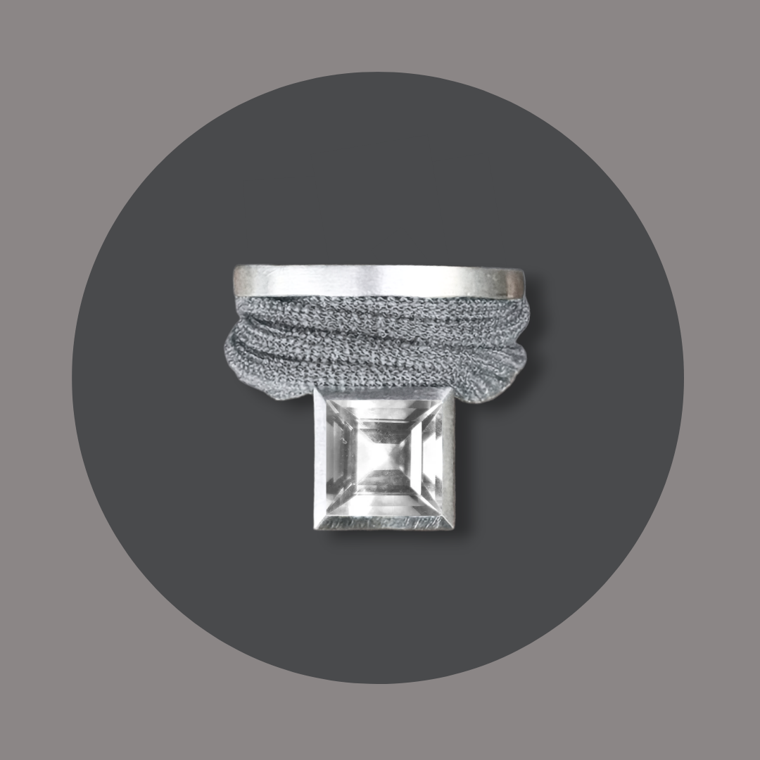 Wickelring Silber, Bergkristall Carré