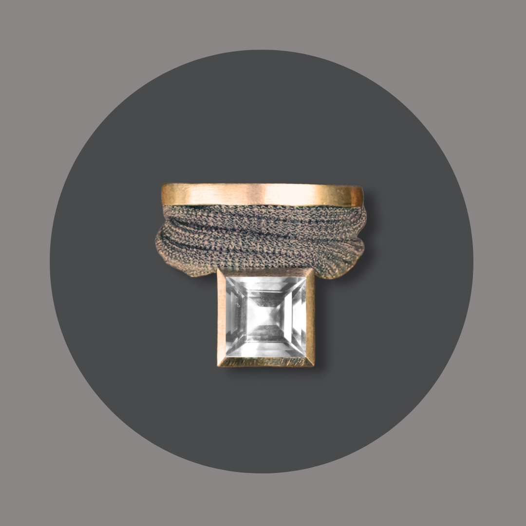 Wickelring 750/- Gold Bergkristall Carré