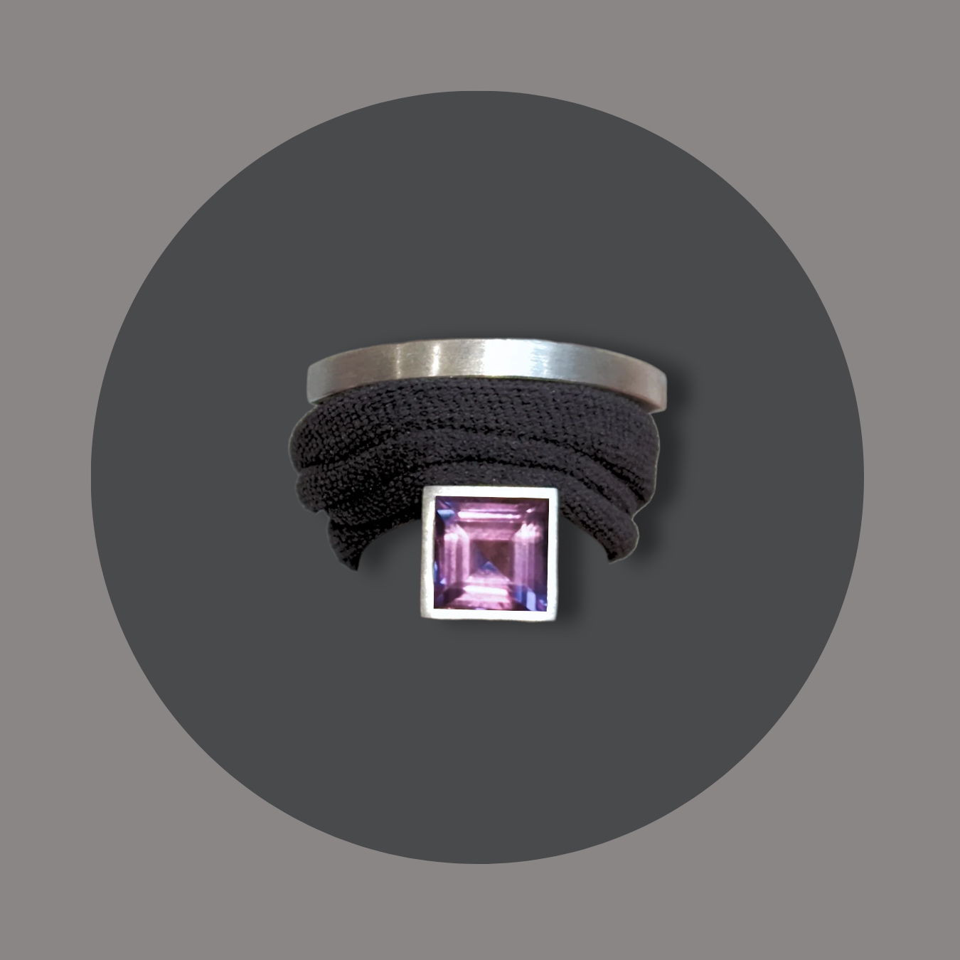 Wickelring Silber small, Amethyst Carré