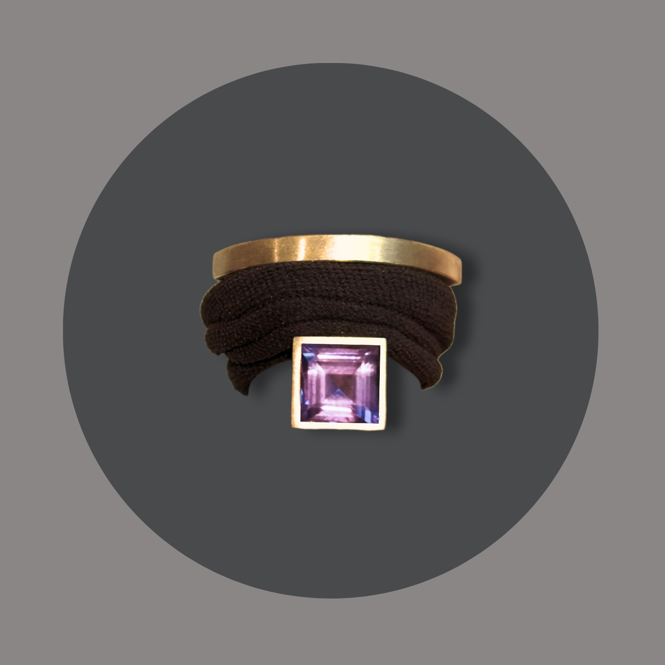 Wickelring goldplattiert small, Amethyst Carré