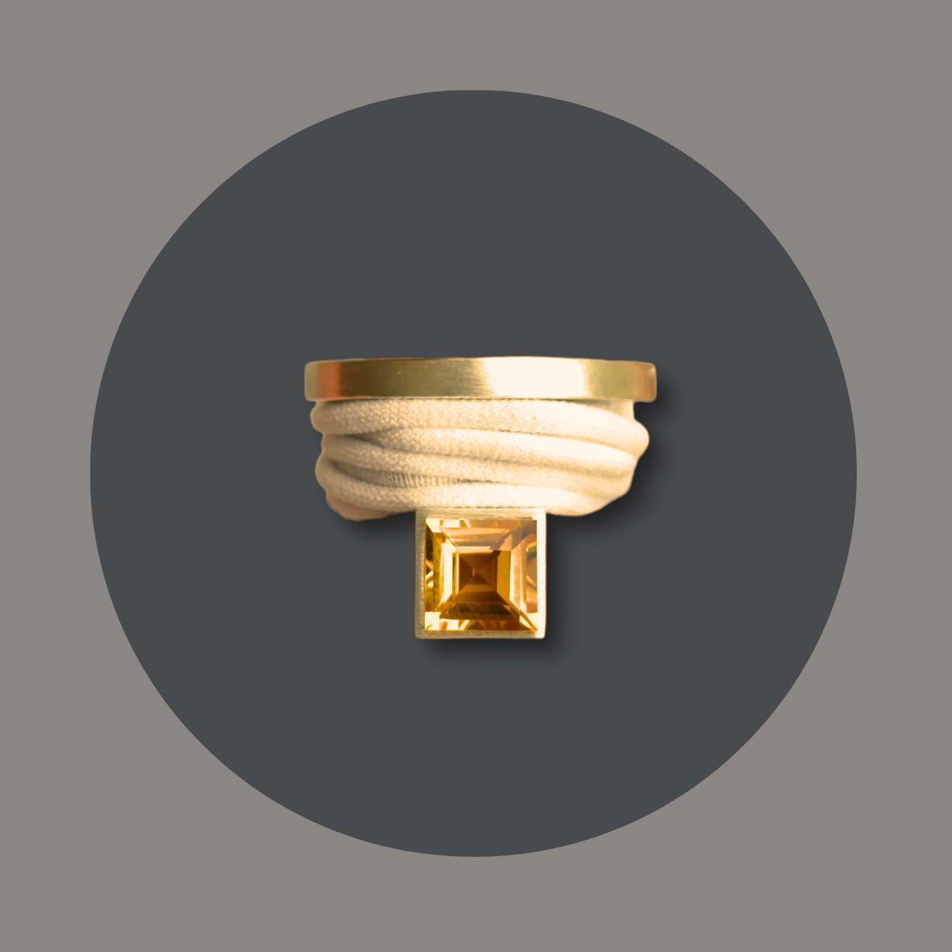 Wickelring goldplattiert small, Citrin Carré